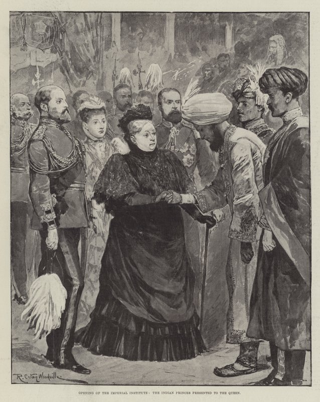 Otevření Imperial Institute, indičtí princové představili královně od Richard Caton Woodville junior