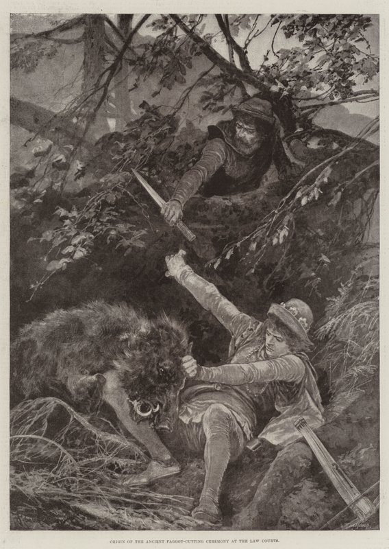 Původ starověkého obřadu řezání buřičů u soudu od Richard Caton Woodville junior