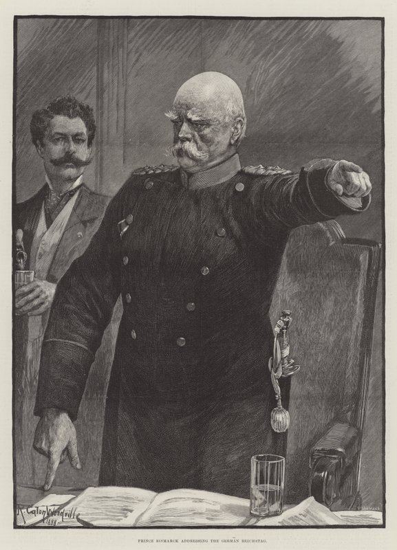 Princ Bismarck v projevu k německému Reichstagu od Richard Caton Woodville junior