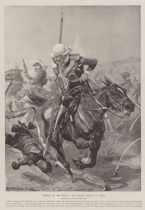 Roberts ve vzpouře, jeho Narrow Escape at Agra od Richard Caton Woodville junior