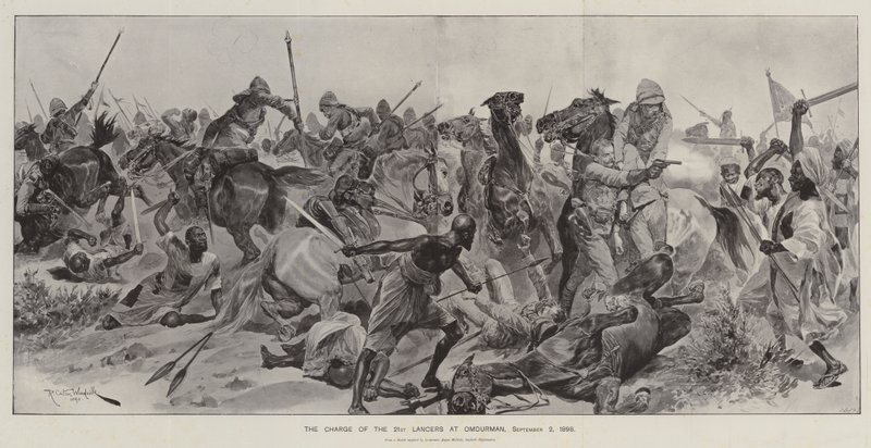 The Charge of the 21st Lancers at Omdurman, 2 září 1898 od Richard Caton Woodville junior