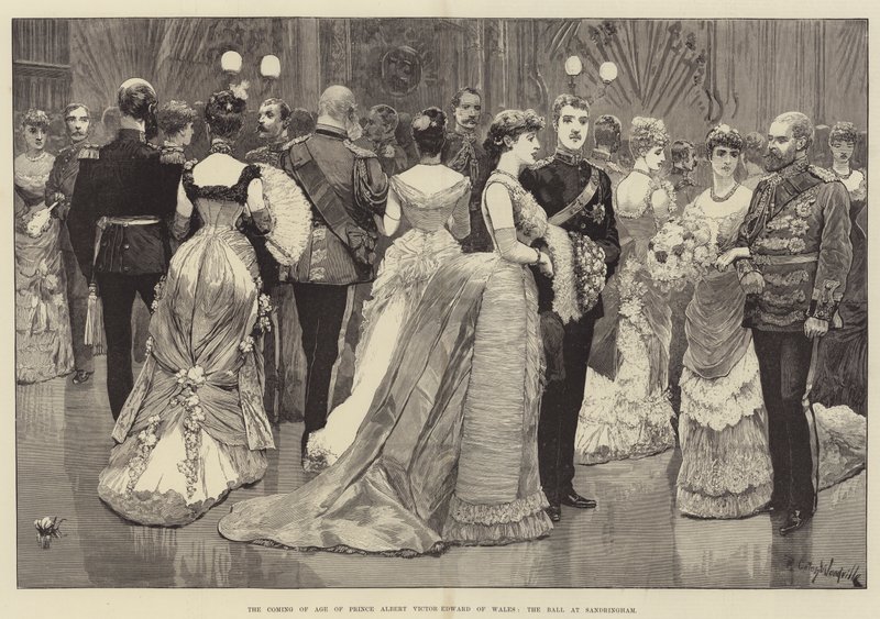 Dospívání prince Alberta Victora Edwarda z Walesu, ples v Sandringhamu od Richard Caton Woodville junior