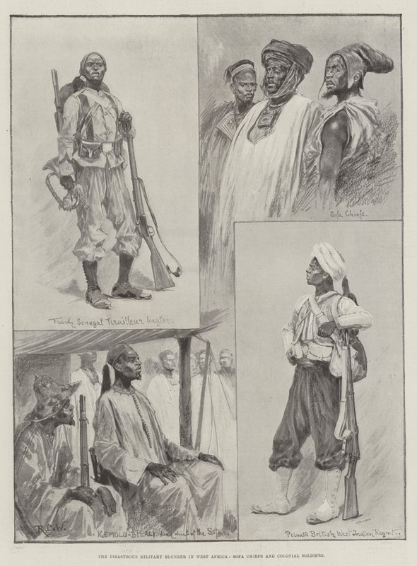 Katastrofální vojenská chyba v západní Africe, Sofa Chiefs a Colonial Soldiers od Richard Caton Woodville junior