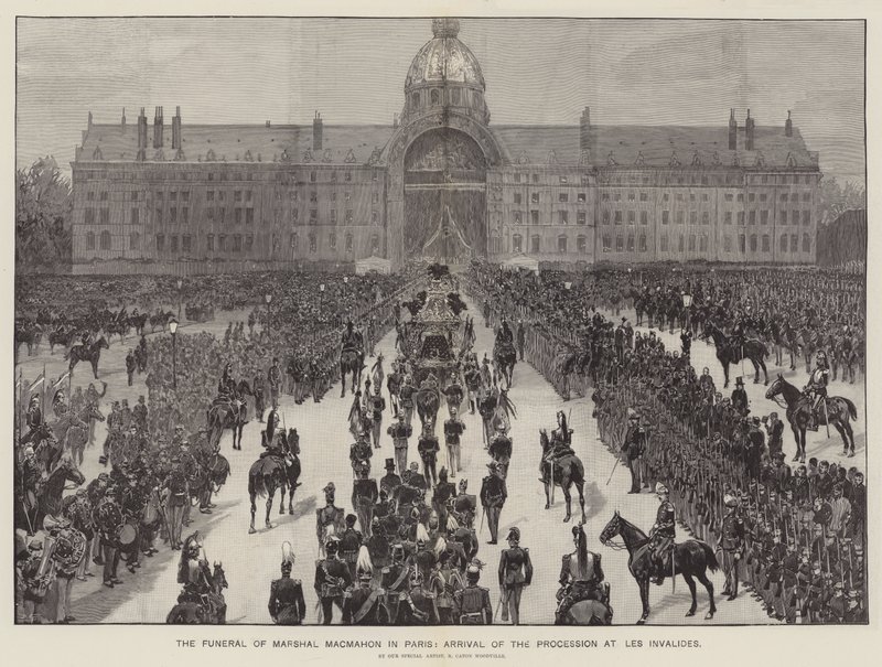 Pohřeb maršála MacMahona v Paříži, příjezd průvodu do Les Invalides od Richard Caton Woodville junior