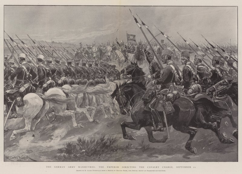 Manévry německé armády, císař řídí útok kavalérie, 12. září od Richard Caton Woodville junior