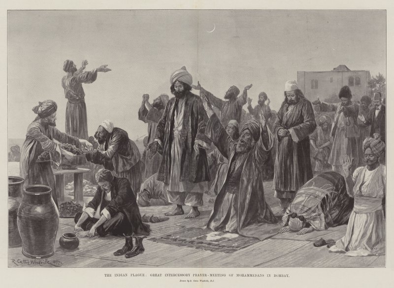Indický mor, Velké přímluvné modlitební setkání mohamedánů v Bombaji od Richard Caton Woodville junior