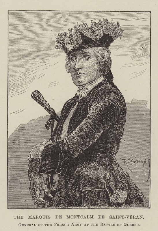 Marquis de Montcalm de Saint-Veran, generál francouzské armády v bitvě o Quebec od Richard Caton Woodville junior