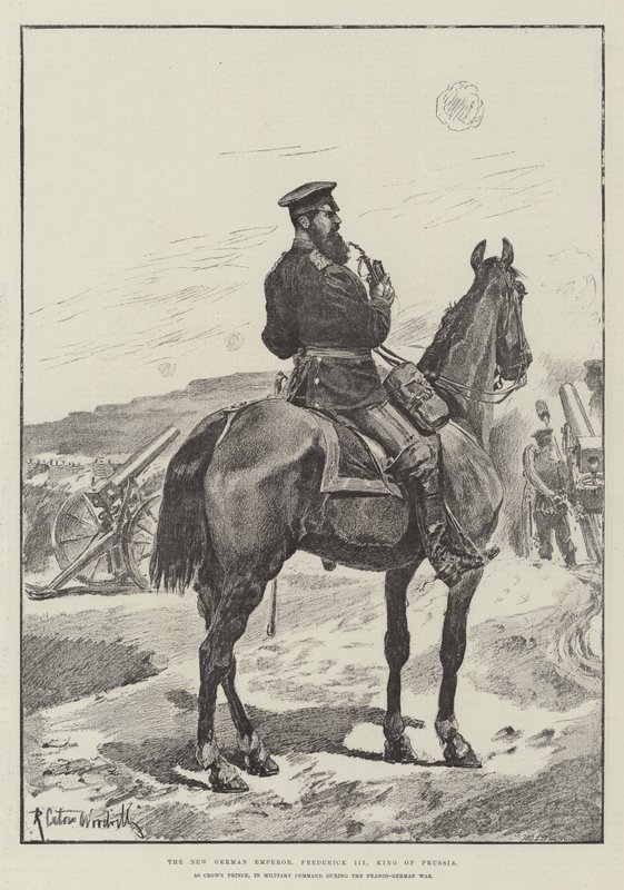 Nový německý císař Fridrich III., pruský král, jako korunní princ ve vojenském velení během francouzsko-německé války od Richard Caton Woodville junior