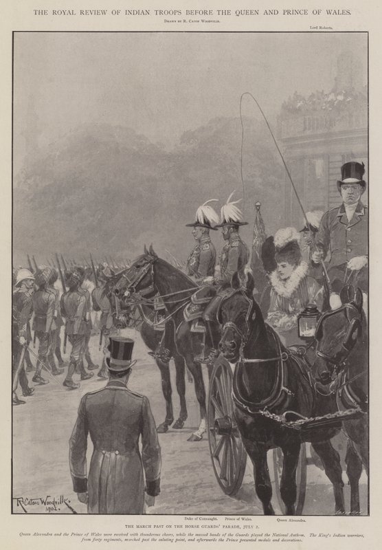 Royal Review of Indian Troops před královnou a princem z Walesu od Richard Caton Woodville junior