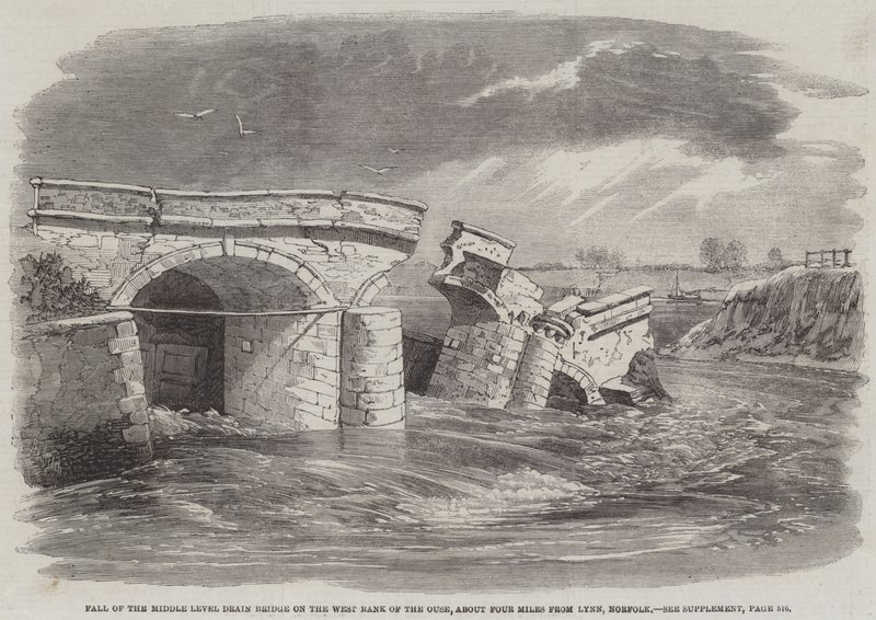 Fall of the Middle Level Drain Bridge na západním břehu Ouse, asi čtyři míle od Lynn, Norfolk od Richard Principal Leitch