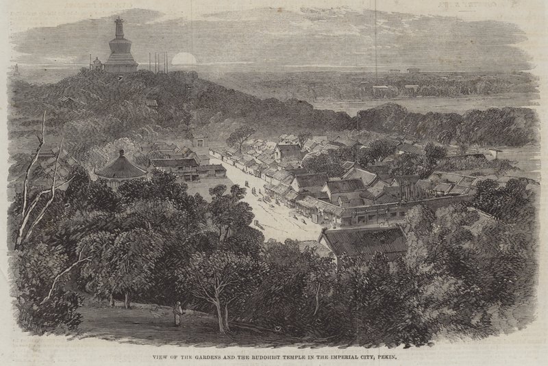 Pohled na zahrady a buddhistický chrám v Imperial City, Pekin od Richard Principal Leitch