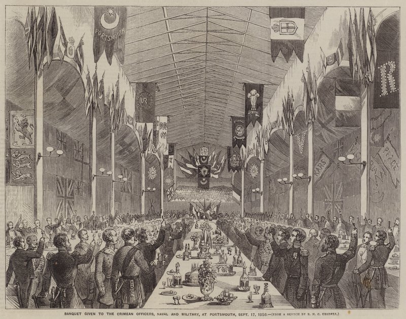 Banket pro krymské důstojníky, námořní a vojenské, v Portsmouthu, 17. září 1856 od Richard Ubsdell