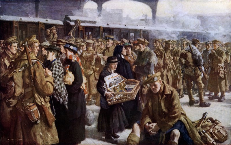Victoria Station, WW1, odjezd do Francie (barevně lito) od Richard (after) Jack