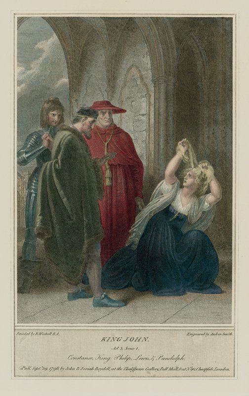 Ilustrace pro Shakespearův král John, dějství III, scéna 4 (barevná rytina) od Richard (after) Westall