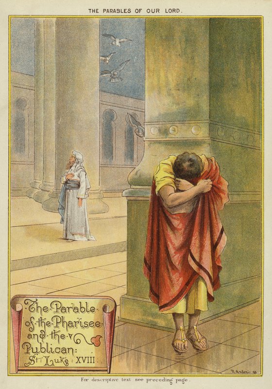 Podobenství o Kristu: Podobenství o farizeovi a celníkovi (chromolitho) od Richard Andre