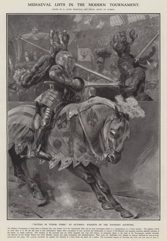 Středověké seznamy v moderním turnaji (litho) od Richard Caton II (after) Woodville