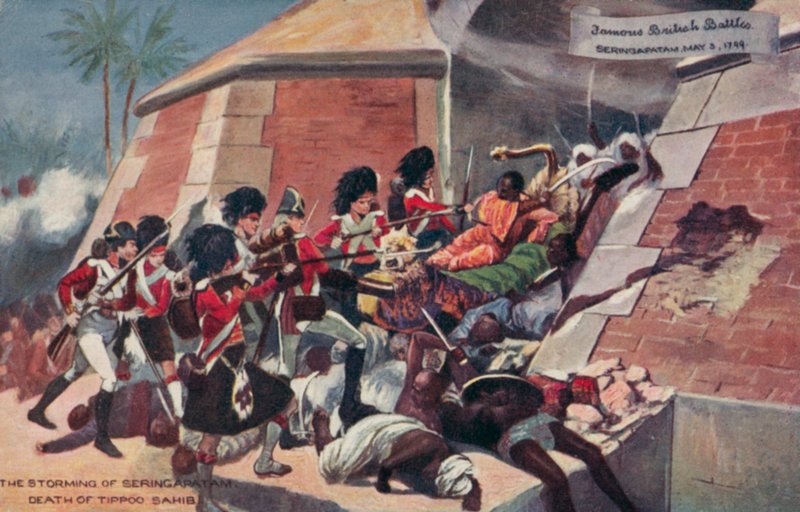 Smrt Tipu Sahib, bitva u Seringapatamu, Indie, čtvrtá Anglo-Mysore válka, 1799 od Richard Caton II Woodville