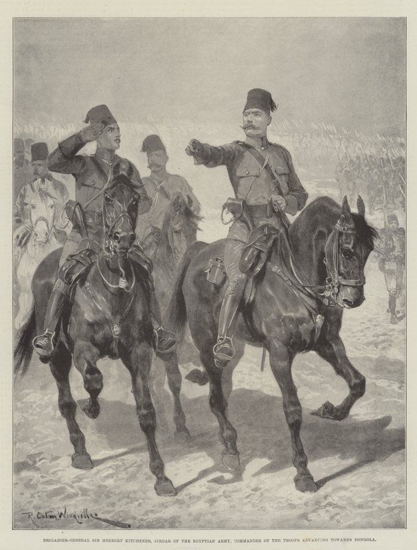 Brigádní generál Sir Herbert Kitchener, Sirdar z egyptské armády, velitel vojsk postupujících směrem k Dongole od Richard Caton Woodville junior