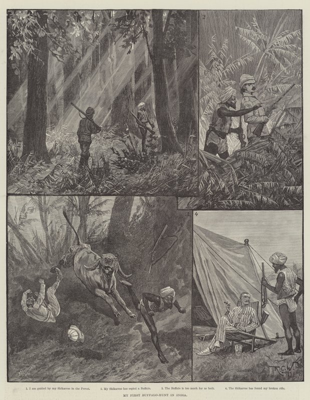 Můj první lov buvolů v Indii od Richard Caton Woodville junior