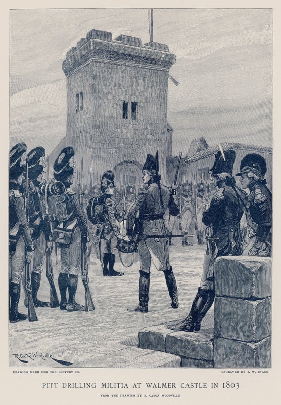 Pitt vrtal milice na zámku Walmer v roce 1803 od Richard Caton Woodville junior