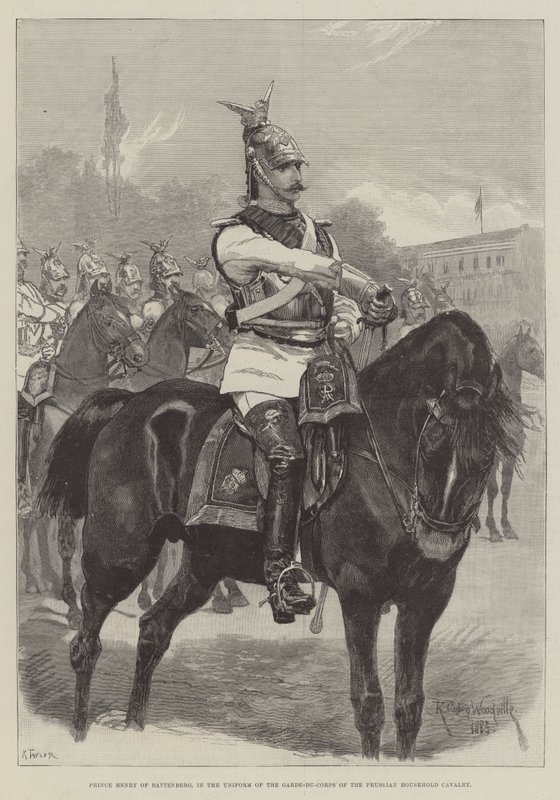 Princ Jindřich z Battenbergu v uniformě Garde-du-Corps pruské domácí kavalérie od Richard Caton Woodville junior