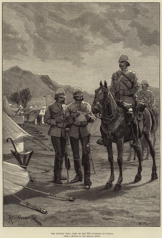 Afghánská válka, tábor 10. husarů v Dakce od Richard Caton Woodville junior