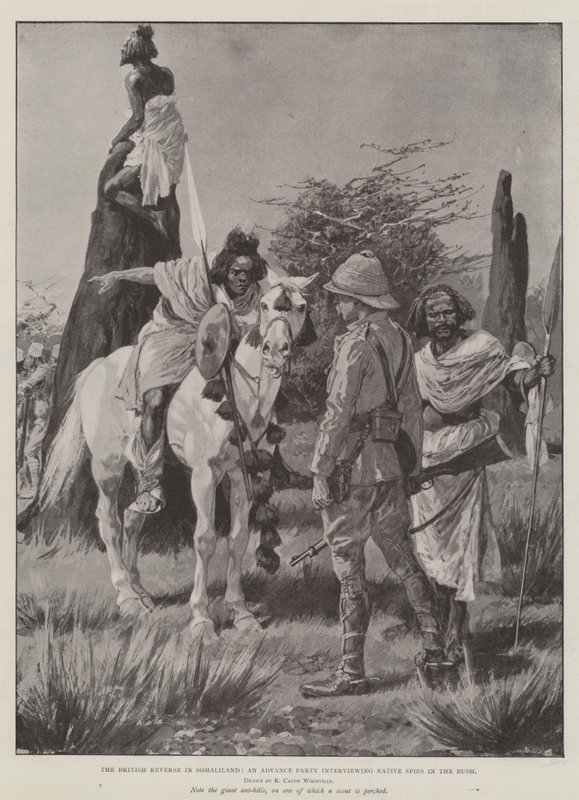 British Reverse in Somaliland, Advance Party s rozhovory s Native Spies v Bush od Richard Caton Woodville junior