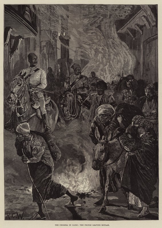 Cholera v Káhiře, lidé opouštějící Boulak od Richard Caton Woodville junior