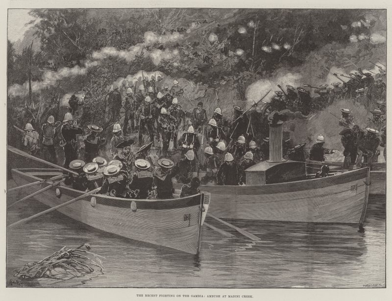 Nedávné boje v Gambii, přepadení u Madini Creek od Richard Caton Woodville junior