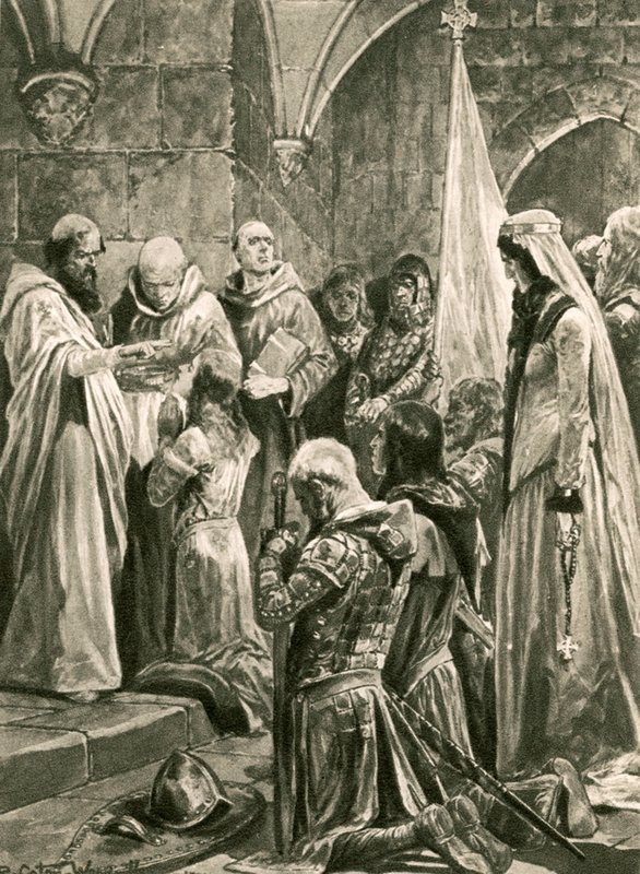 Pomazání Edwarda mučedníka při jeho korunovaci od Richard Caton Woodville junior