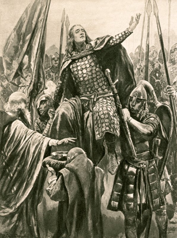 Povýšení Edwarda Staršího při jeho korunovaci v Kingston-on-Thames, Whitsunday, 901 od Richard Caton Woodville junior