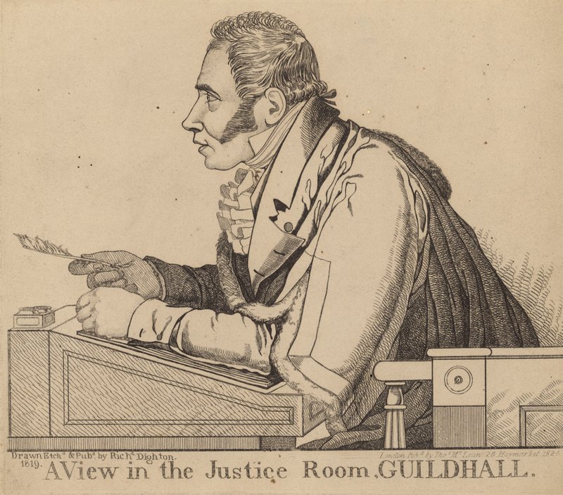 sir Matthew Wood; Pohled do dvorany, Guildhall od Richard Dighton