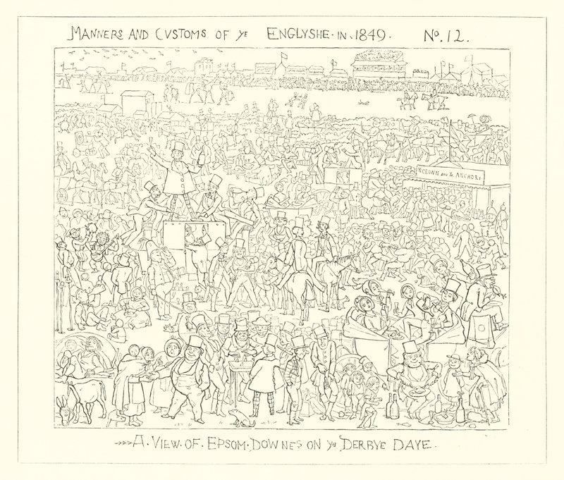 1849, Pohled na Epsom Downs na Derby Day od Richard Doyle