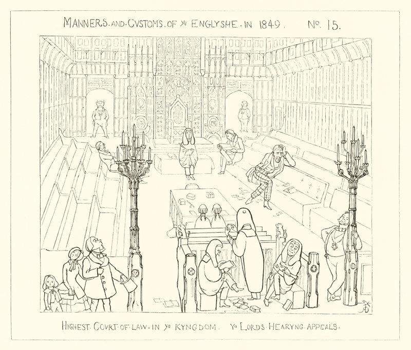 1849, Nejvyšší soud v království, lordi projednávají odvolání od Richard Doyle