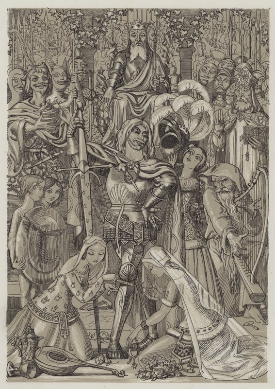 První rytíř podvazku (akvatinta) od Richard Doyle