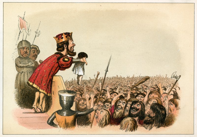Král Edward I. představuje svého syna jako prince z Walesu od Richard Doyle