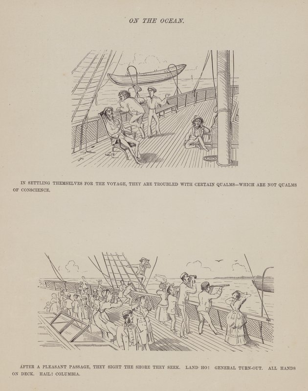 Stránka z The American Tour of pánů Brown, Jones a Robinson (rytina) od Richard Doyle
