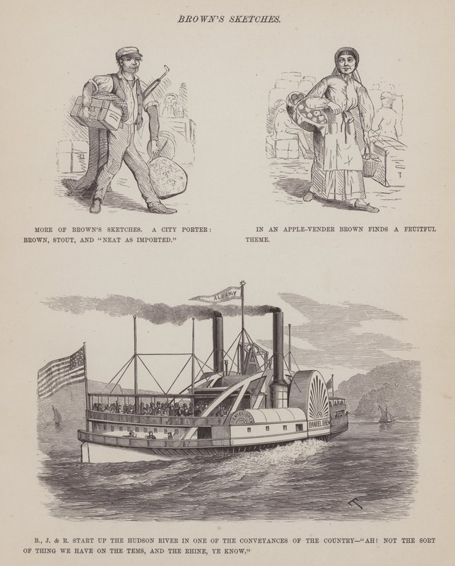 Stránka z The American Tour of pánů Brown, Jones a Robinson (rytina) od Richard Doyle