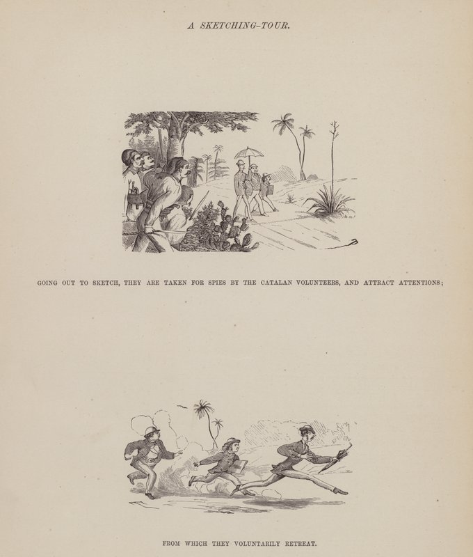 Stránka z The American Tour of pánů Brown, Jones a Robinson (rytina) od Richard Doyle