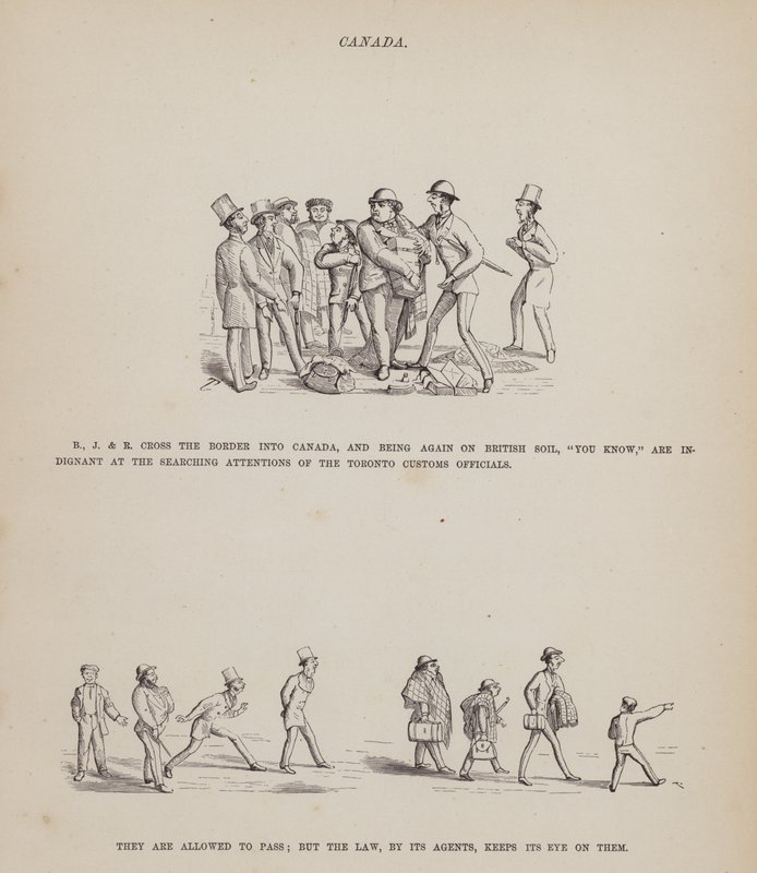 Stránka z The American Tour of pánů Brown, Jones a Robinson (rytina) od Richard Doyle