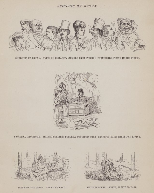 Stránka z The American Tour of pánů Brown, Jones a Robinson (rytina) od Richard Doyle