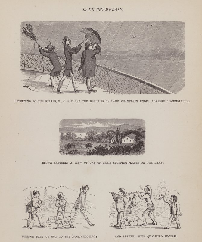 Stránka z The American Tour of pánů Brown, Jones a Robinson (rytina) od Richard Doyle