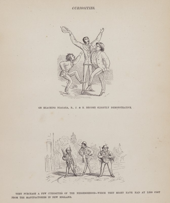 Stránka z The American Tour of pánů Brown, Jones a Robinson (rytina) od Richard Doyle