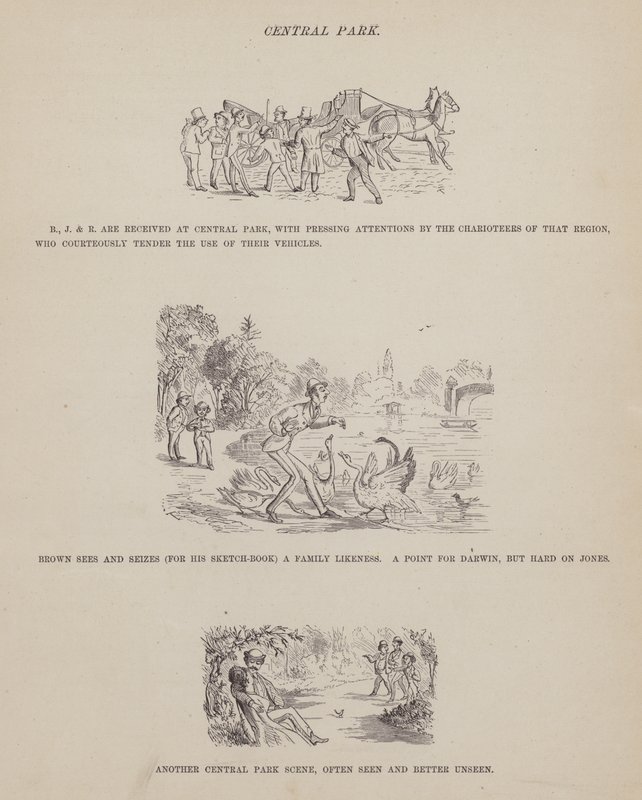 Stránka z The American Tour of pánů Brown, Jones a Robinson (rytina) od Richard Doyle