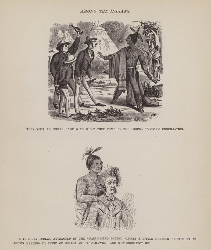 Stránka z The American Tour of pánů Brown, Jones a Robinson (rytina) od Richard Doyle