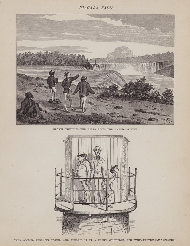 Stránka z The American Tour of pánů Brown, Jones a Robinson (rytina) od Richard Doyle