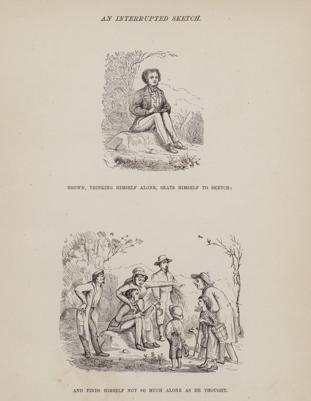 Stránka z The American Tour of pánů Brown, Jones a Robinson (rytina) od Richard Doyle