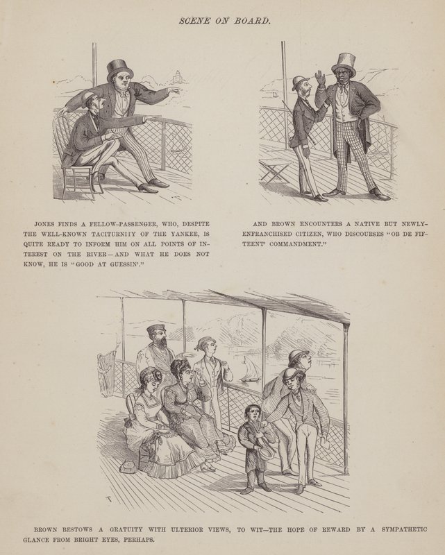 Stránka z The American Tour of pánů Brown, Jones a Robinson (rytina) od Richard Doyle