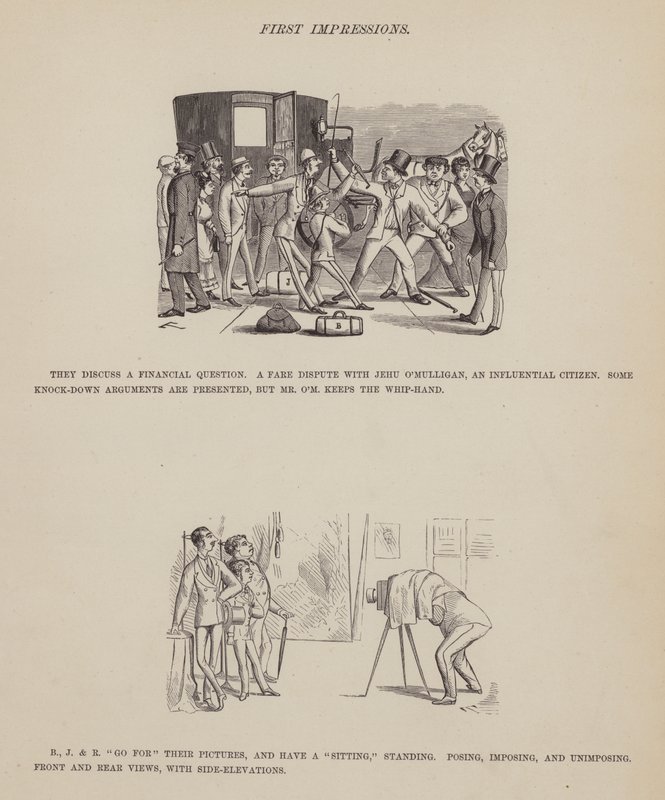 Stránka z The American Tour of pánů Brown, Jones a Robinson (rytina) od Richard Doyle