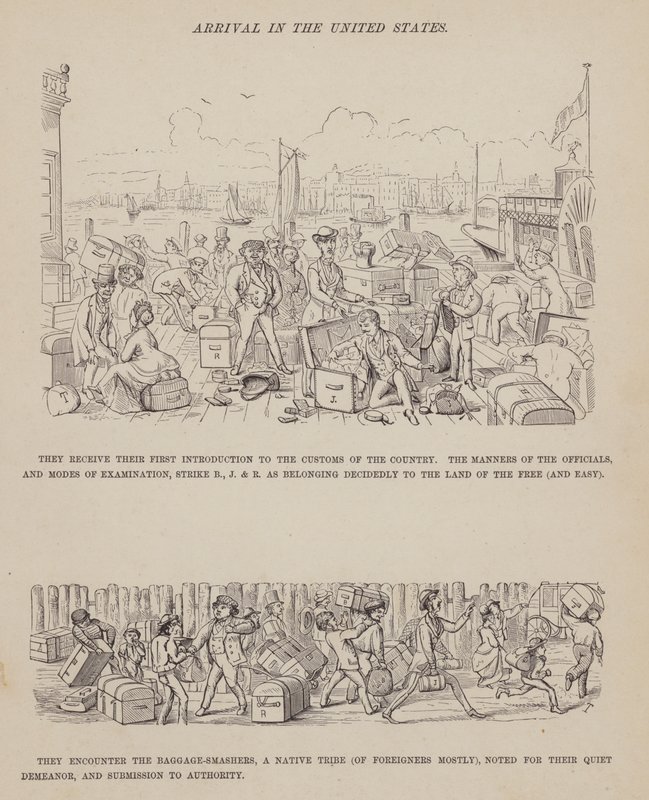 Stránka z The American Tour of pánů Brown, Jones a Robinson (rytina) od Richard Doyle